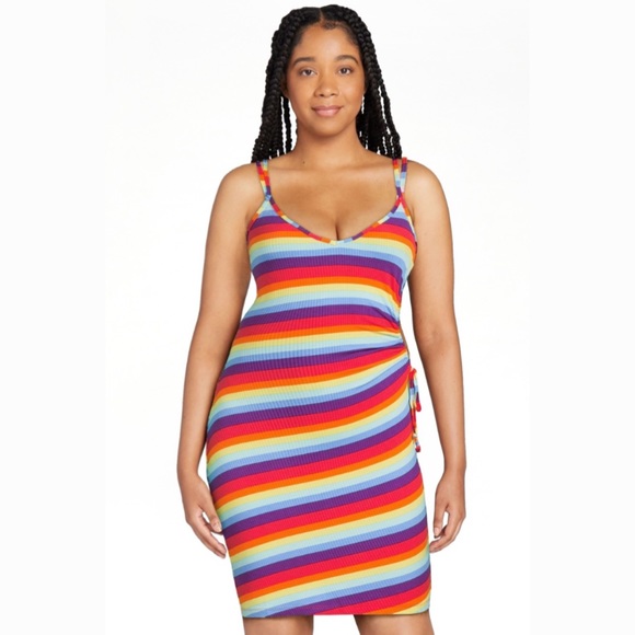 🆕 Double Strap Pride 🌈 Ruched Front Mini Dress - Picture 6 of 6
